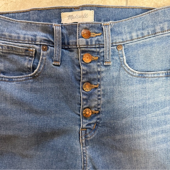Madewell 10” High-Rise Skinny Jeans Dewitt Wash Button Fly Raw Hem size 27 - Picture 6 of 12